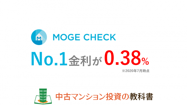 モゲチェック、No.1金利が0.38%。※2020年7月時点